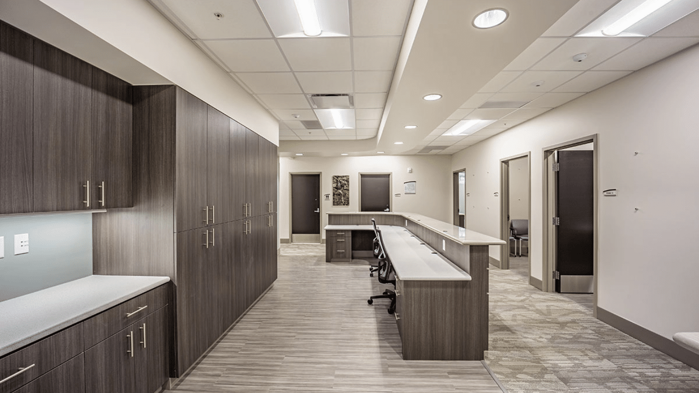 A view of offices and nurse's station inside Ogden Clinic West Point.